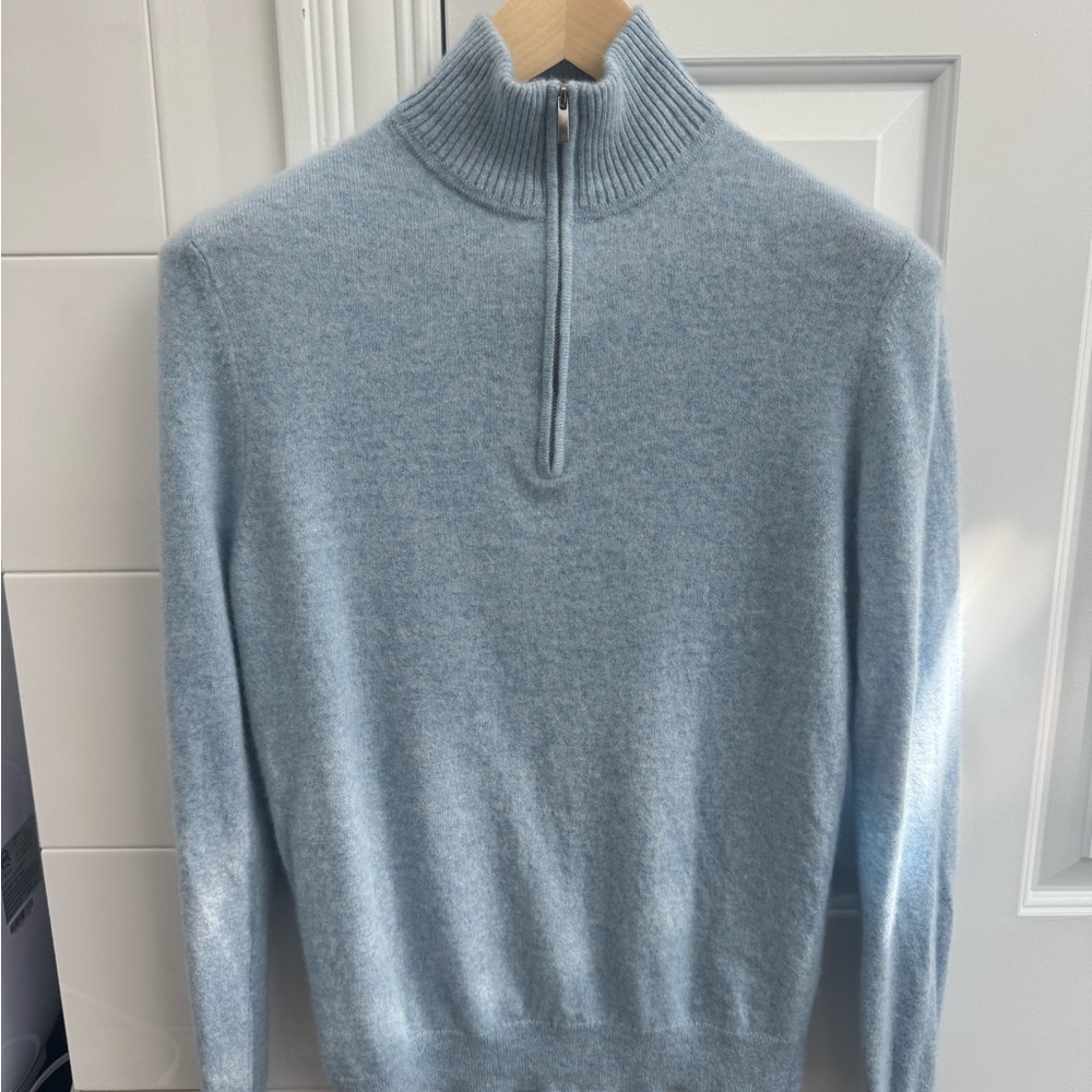 Nordstrom Cashmere Quarter Zip Baby Blue size S